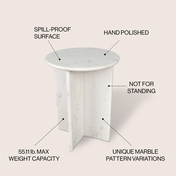 Javier 14" Contemporary Natural Marble Handmade X-Shaped End Table - JONATHAN Y